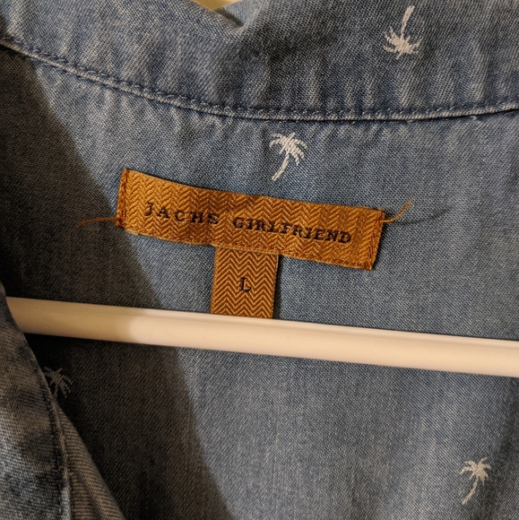 JACHS Girlfriend Size Large Chambray Palm tree top - Picture 3 of 6